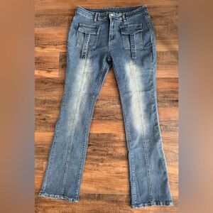 Women’s Jeans 32”x31” Unbranded Medium Wash 70’s Stretch Denim Wide Leg Bottom